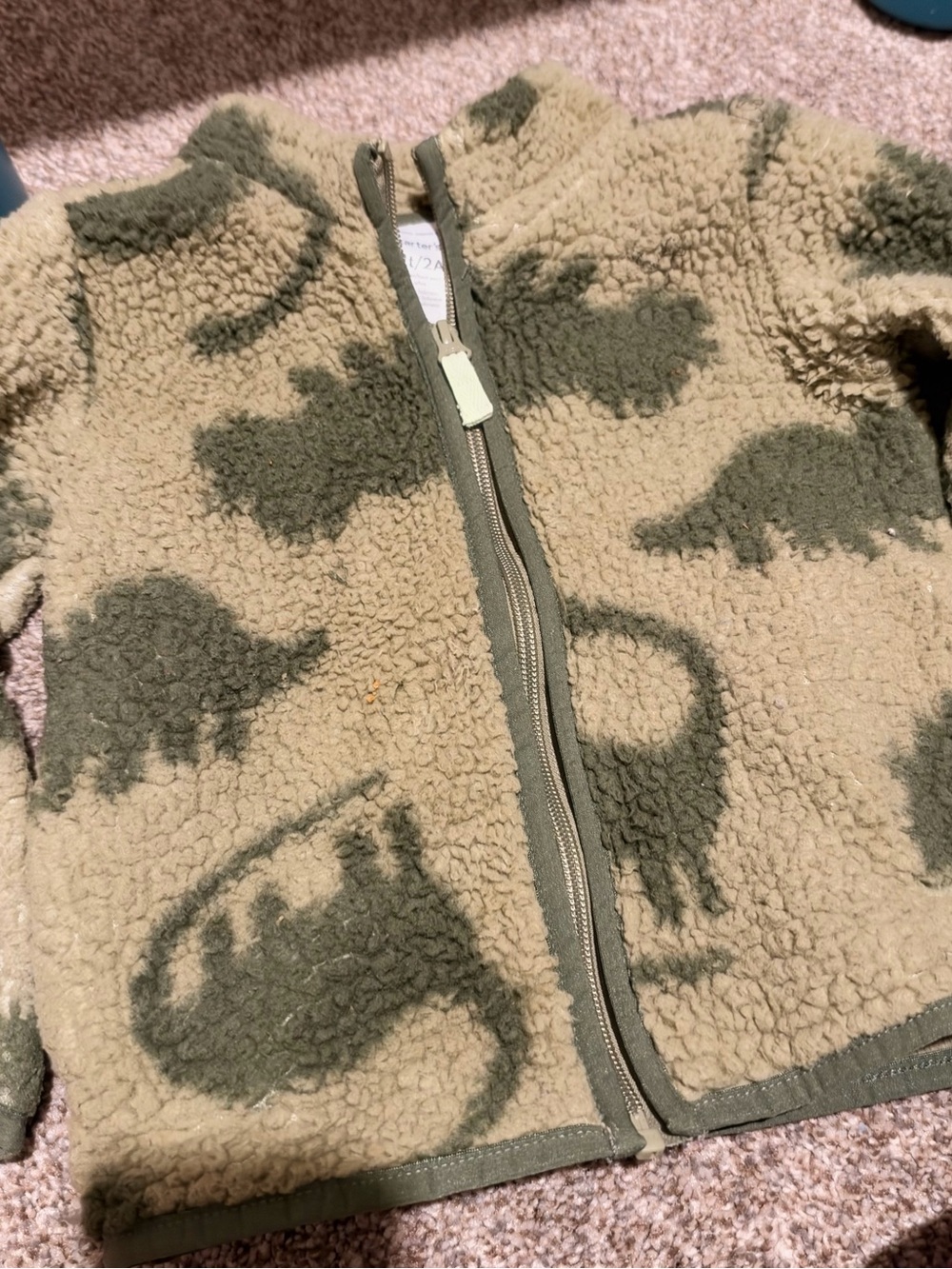 Carter's Olive & Dark Green Dino Sherpa Jacket